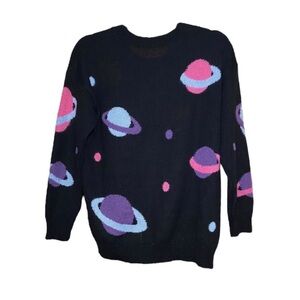 Vintage Jeremy Scott Planet Intarsia Sweater Avant Garde Wool Hair Blend